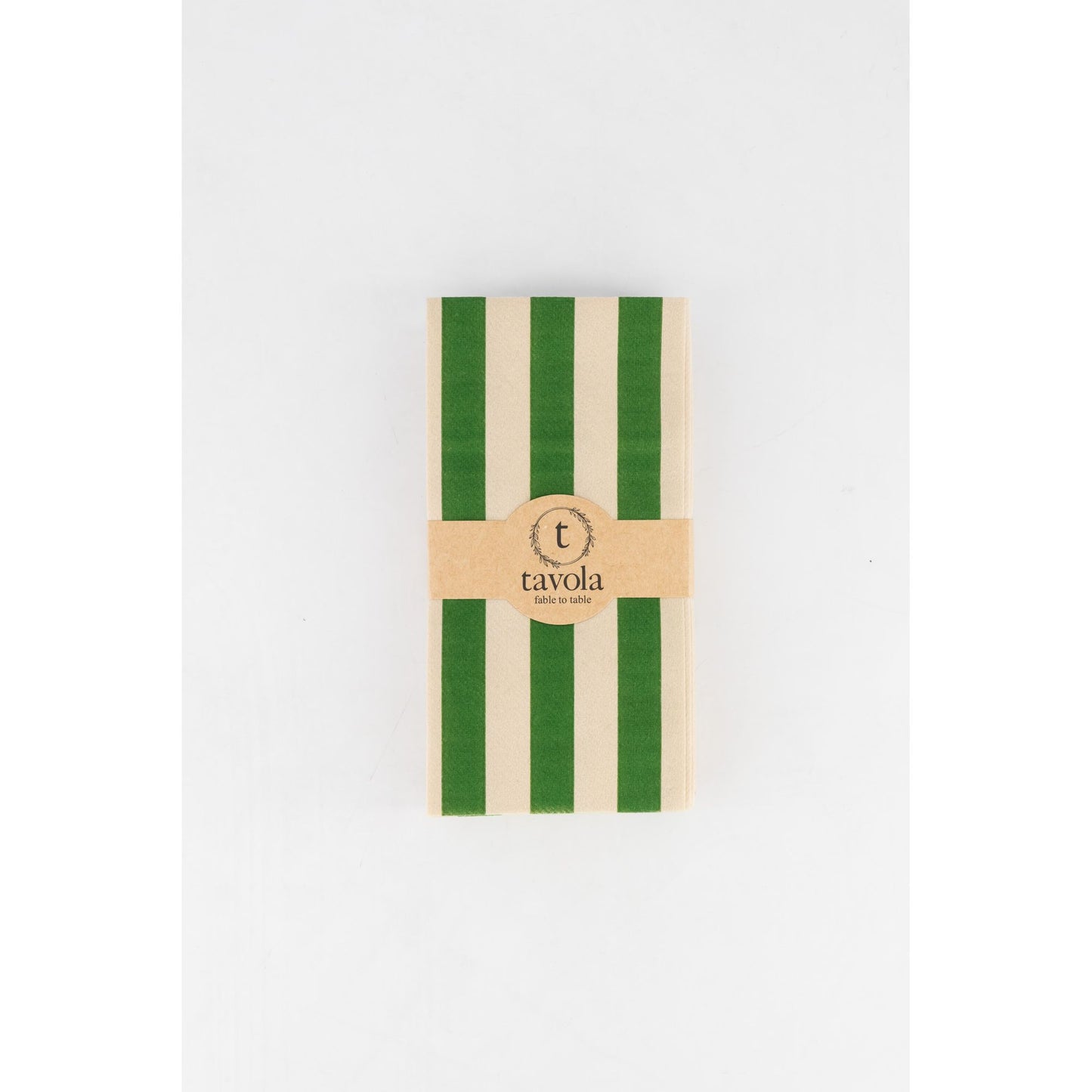 Pebble & Green Stripe Serviettes