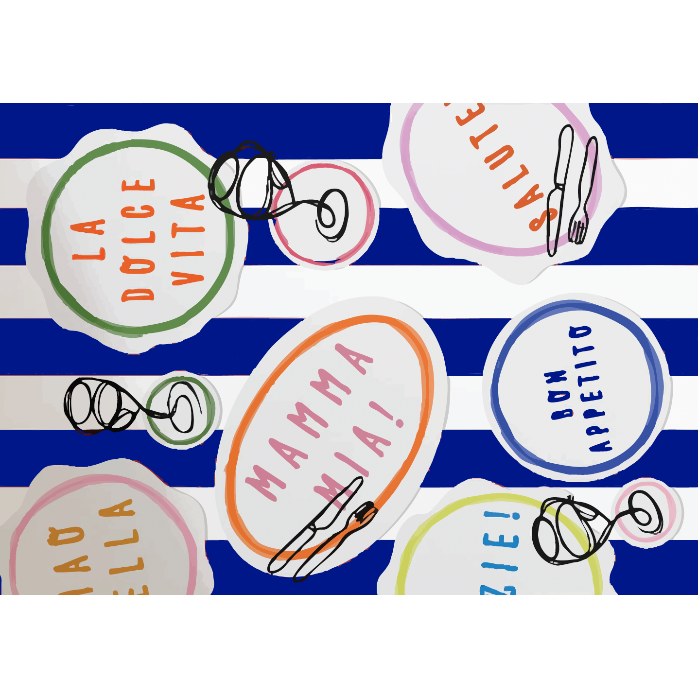 Matt Blue Mama Mia Paper Placemats