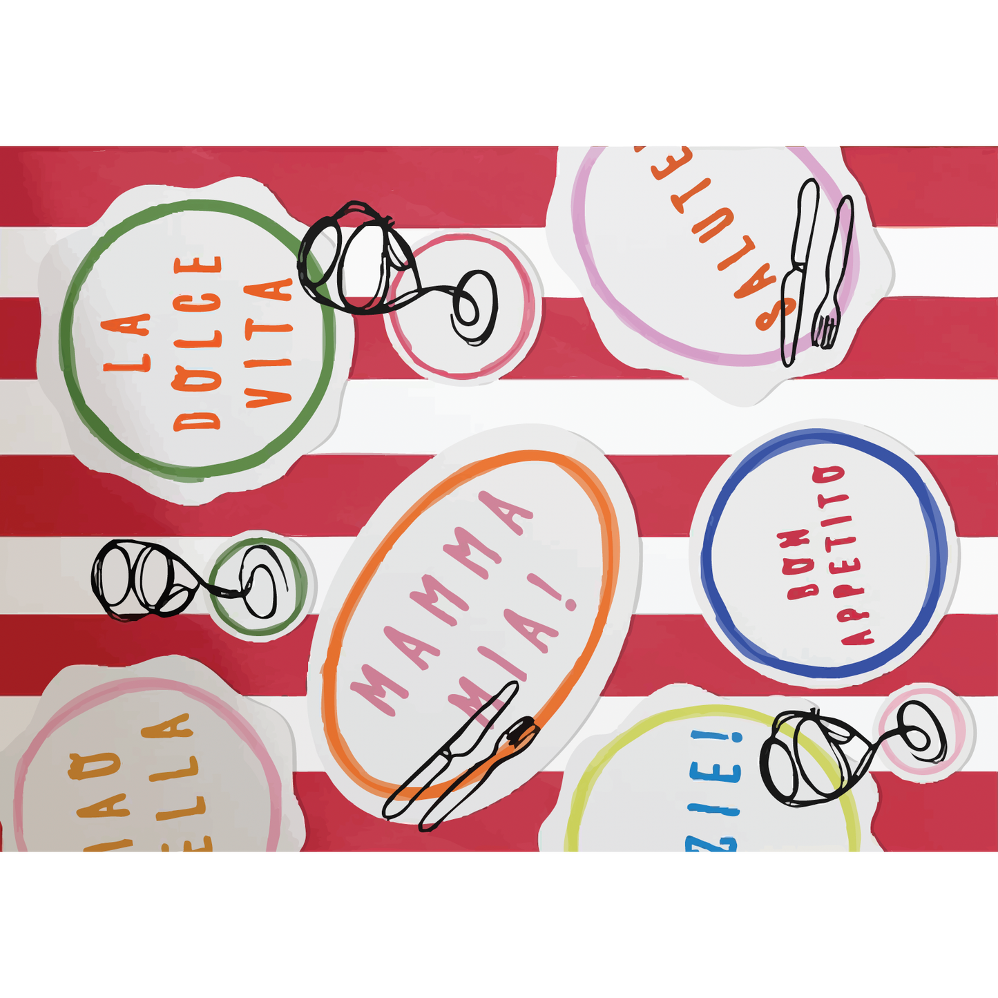 Matt Red Mama Mia Paper Placemats