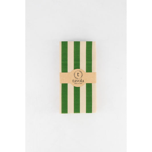Pebble & Green Stripe Serviettes