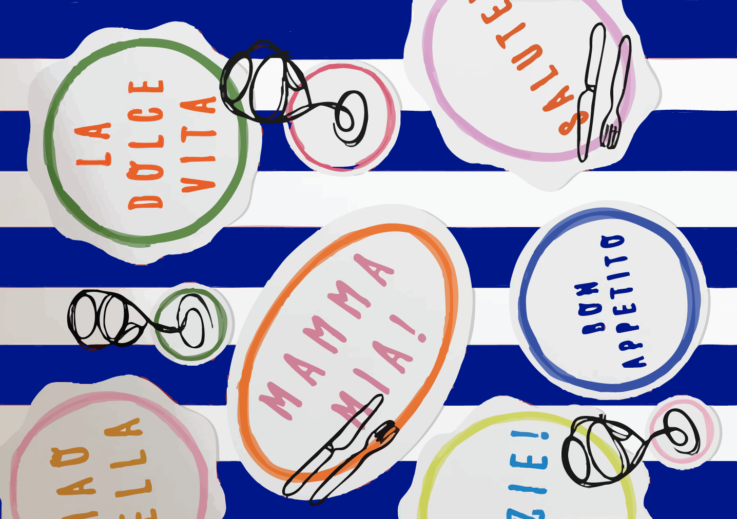 Matt Blue Mama Mia Paper Placemats - wholesale