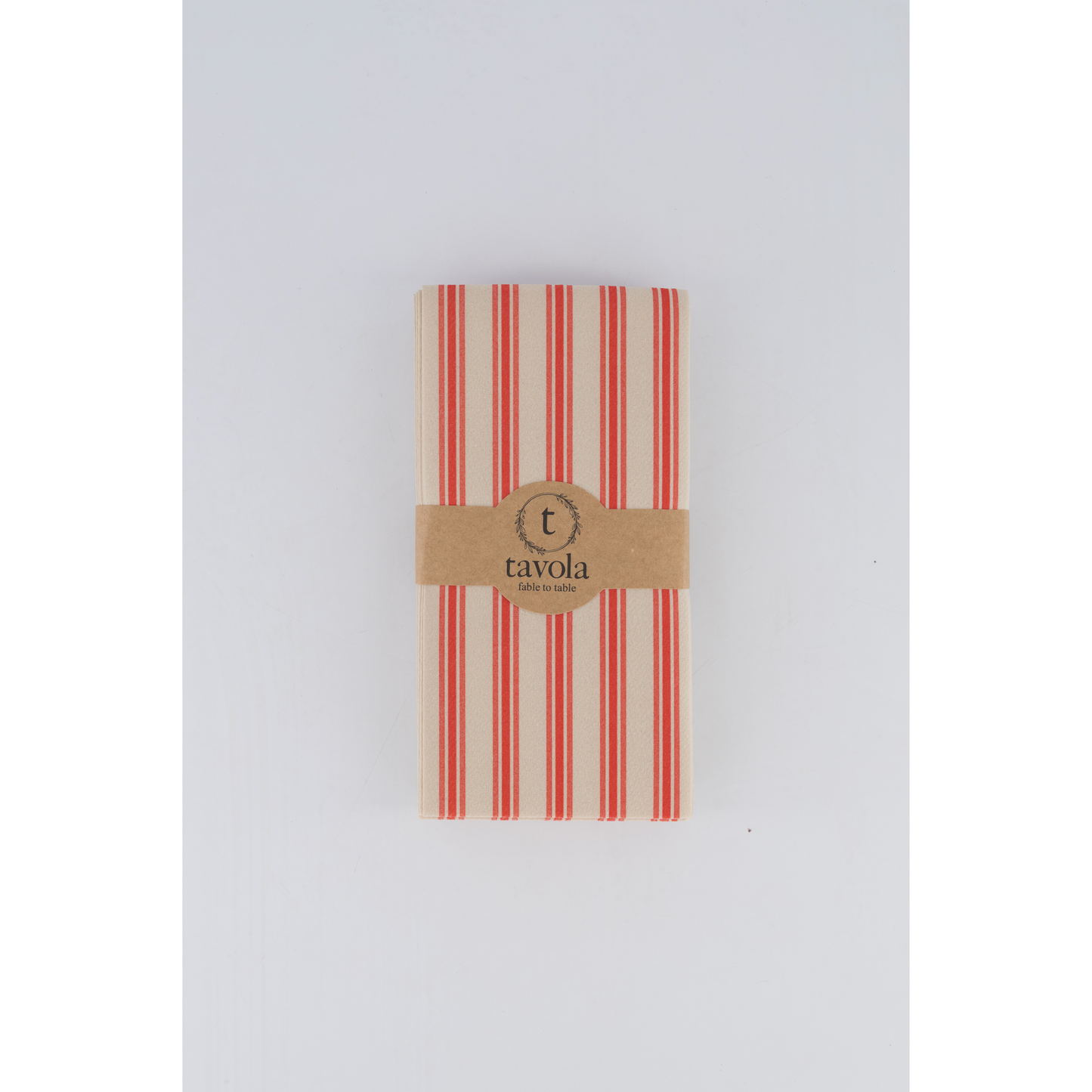 Pebble & Red Thin Stripe Serviettes