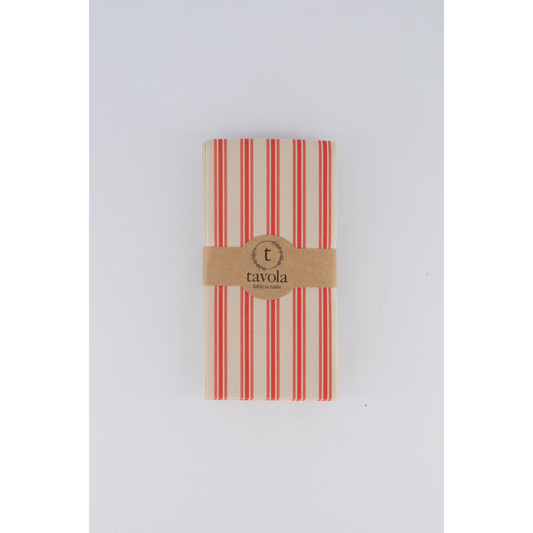 Pebble & Red Thin Stripe Serviettes