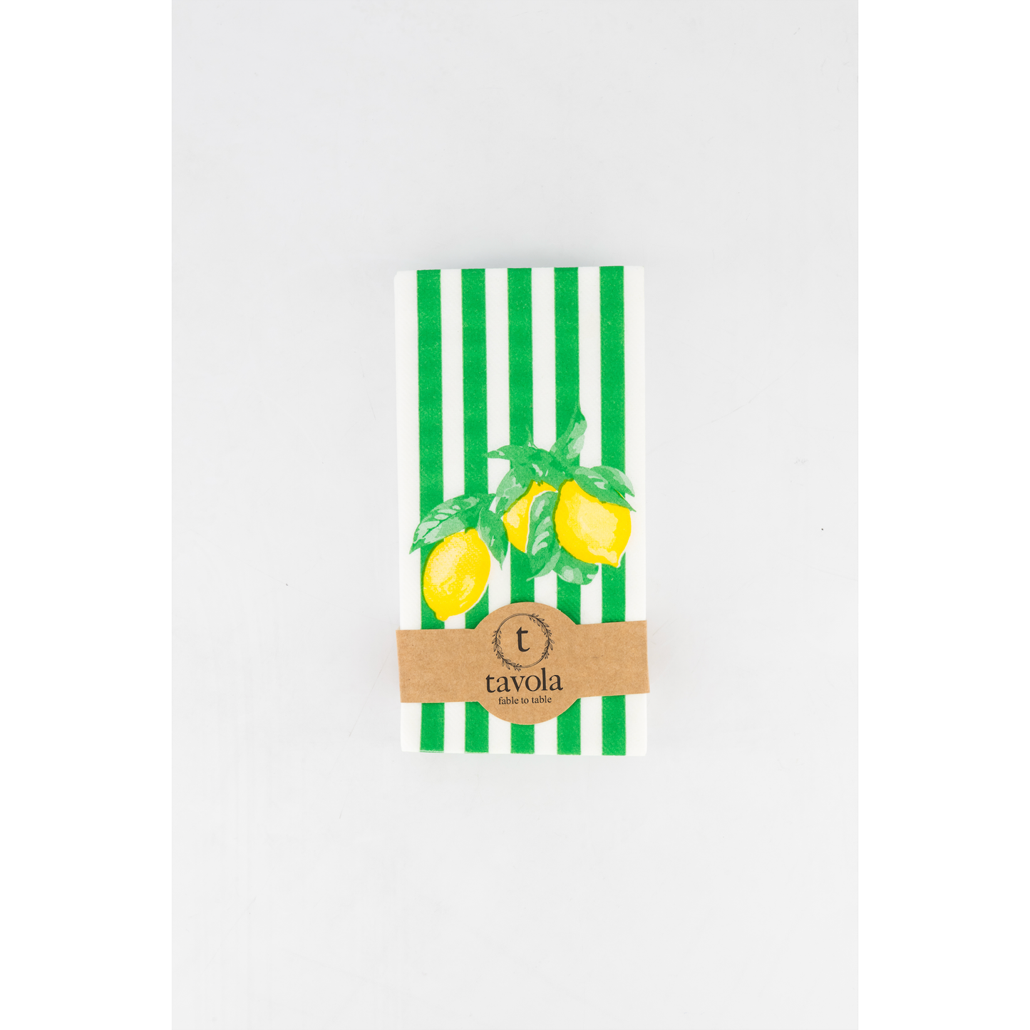 Green Stripe & Lemon Slim Serviettes